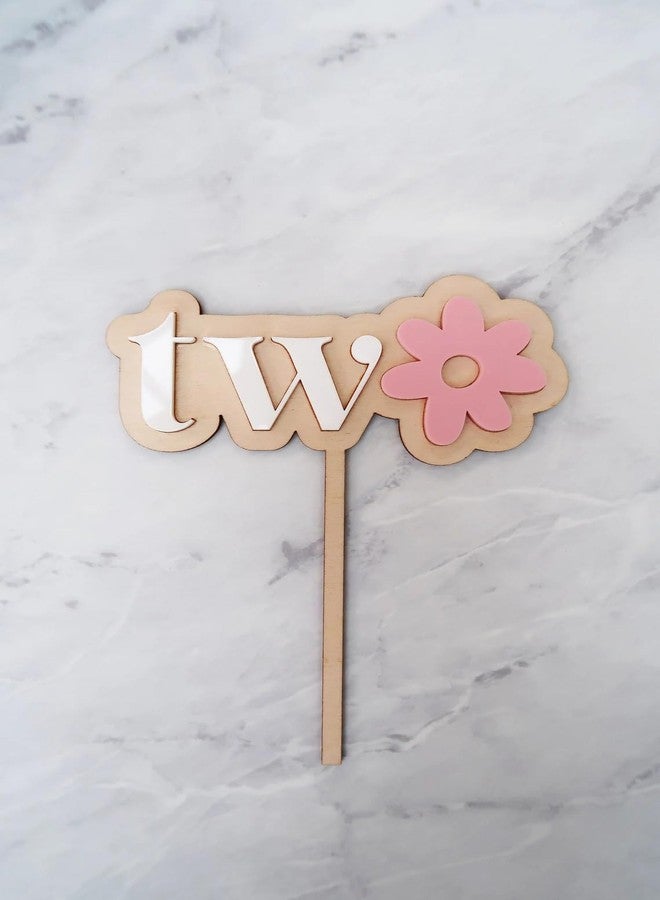 Curious Button Pack of 2 Cake Toppers - 1st & 2nd Birthday Theme | First and Second Birthday Cake Decoration | 6 Inch Wooden Cake Topper | Floral Party Prop - Image 3